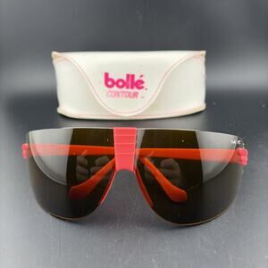 Vintage BOLLE "CONTOUR" sunglasses - France 80's - Black/Pink - Large‎ w Case